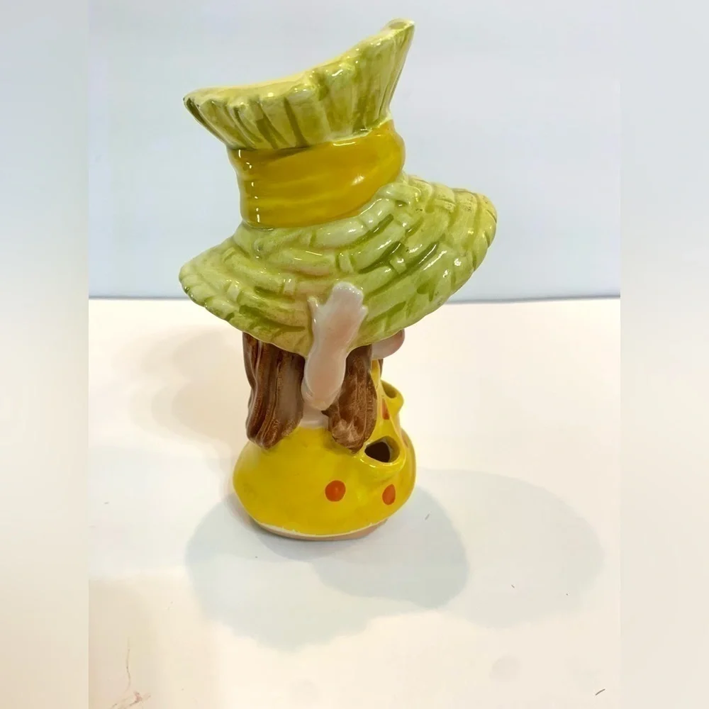 VTG Lefton Girl Head Vase Yellow Polka Dot 1960’s *Chipped * Read! MCM Style